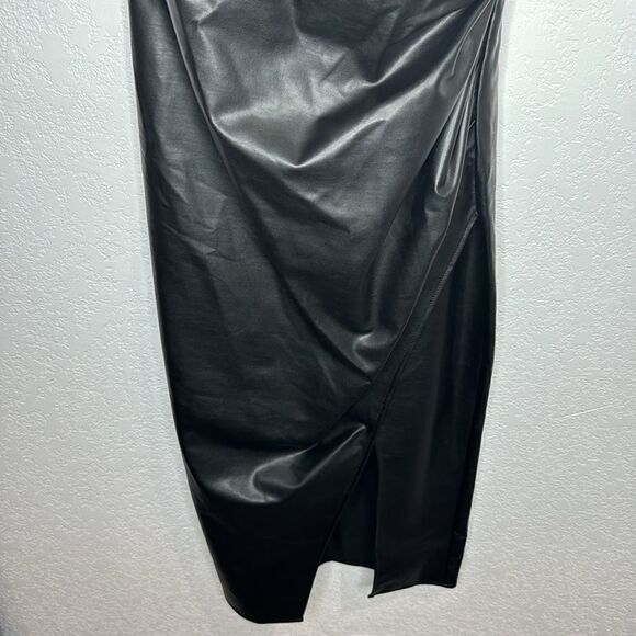 NWT L’Academie Colleen Faux Leather Midi Dress in Black Revolve Small - Picture 5 of 16